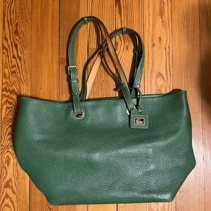 Green leather Dooney and Bourke tote magnetic closure